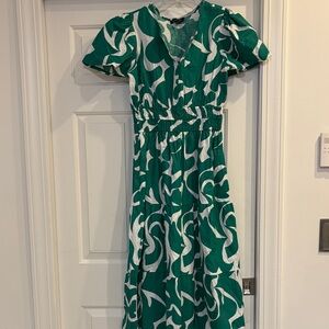 Green and White Maxi Dress